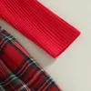 Girl Dresses Christmas Dress For Girls Born Party Long Sleeve Plaid Print Ruffle Headband Infant Baby Clothes