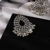 Stud -oorbellen luxe klassieke witte zirkoon zilveren kleur druppel voor vrouwen pendient gyspy boho parel tassel dames oorrang sieraden