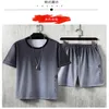 Summer Ice silk running sport suits for man fashionale T shirt short pants with Gradient color272I