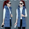 Femmes Gilets Femmes Gilet Automne Hiver Rembourré Plaid Chaud Sans Manches Casual Gilet Veste Taille M-3XL Coton Long Tops À Capuche Zipper Fille