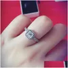 Wedding Rings Real 925 Sterling Sier Cz Diamond Ring With Logo Original Box Fit Pandora Style 18K Gold Engagement Jewelry For Women Dhb3Z