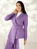 Color Matching Mother Of The Bride Pant Suits Purple Loose Evening Party Women Tuxedos Outfit Wear 2 Pieces