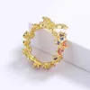 Cluster Rings 2022 Exquisite 18k Gold Women's Flower Ring Butterfly Shape Jewelry Fashion Handmade Enamel