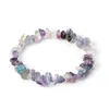 Natural Gem Stone Armband Oregelbundet Amethyst Fluorite Pink Crystal Chip Beads Armband Bangles Quartz Armband Stretch Smycken för kvinnor