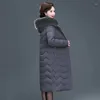 Women's Trench Coats X-long Women Fur Slim Office Ladies Solid Women's Winter Jacket Hooded With Collar Thick Cotton Padded Parkas 7XL