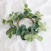 装飾的な花の花輪指輪花輪緑の小さなユーカリホルダー結婚式の葉ドアテーブル人工フロントデコー