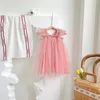 Ins nieuwe meisjes kleding jurken lolita back vlinder ontwerp mouwloze mesh prinses jurk zomer meisje kledingjurk8750610