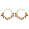 Hoopörhängen Vlen Boho Jewelry for Women Flower Pattern Statement Designer Ear Rings Pendientes Largos Mujer 2022