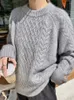 Women's Sweaters 2022 Autumn Winter O-neck Sweater Women Thick Loose Vintage Cable-knit Pullovers Simple Solid Fashion Jumpers Harajuku Tops