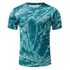 Мужские рубашки листья печати мужской летняя повседневная круглая шея с коротким рукавом Hawaii 3D Print рубашка Blouse Tops Boy Camisas Streetwear
