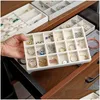 Storage Boxes Bins Veet Jewelry Display Tray Case S Stackable Exquisite Jewellery Holder Portable Ring Earrings Necklace Organizer Dhkvz