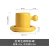 Muggar europeisk stil gul porslin kaffekoppkontor skrivbord mugg tecknad söt keramisk dessert ko med fat 280 ml gåva