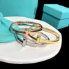 Fashion t bracelet gold bangle designer jewelry titanium steel unisex wind 18k gold silver rose color card buckle women men bangle6411862