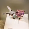 Pierścionki ślubne Śliczne grupa hummingbird Zestaw Zestaw cyrkonu Luksusowy projekt Design Pierdzież Kreatywna Biżuteria Animal Prezent urodzinowy