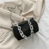 Evening Bags 2022 Designer Rhienstone Diamond Handbag Luxury Silver Thick Chain Women Square Clutch Bag Bling Shoulder Messenger276B