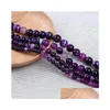 Jade 1Strand/Lot 6 8 10 mm Black Natural Stone P￤rled Agates Yoga Spacer Round P￤rlor f￶r smycken som tillverkar DIY -halsband armband Drop Dhzdw