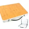 Table pliante Portable, mobilier de Camping en plein air, bureau en bois avec poignée, sac à dos réutilisable, transport de plage