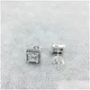 Stud 925 Sterling Sier Square Big Cz Diamant Boucle D'oreille Fit Pandora Bijoux Or Rose Plaqué Femmes Boucles D'oreilles Drop Delivery Dhcp2