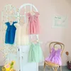 Ins nya flickor klädklänningar lolita bakfjäril design ärmlös mesh prinsessa klänning sommar flicka klädklänning8750610