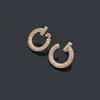 Round full diamond Stud 18K gold plated luxury brand designer letter heart earrings luxury female minimalist wedding jewelry