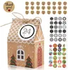 Present Wrap Bags Christmal Decor Countdown Kalender Papperspåse Tomlådor för godis Biscuits Holiday Ornament