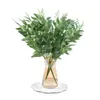 Decoratieve bloemen 1 stks/5 takken kunstmatige wilg bladeren zijden nep groen faux gebladerte diy home bruiloft plant jungle decoratie feest