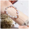 Perlen Natürliche Süßwasser Perle Edelstein Heilung Perlen Armband Frauen Rosa Kristall Amethyst Temperament Charme Armbänder Mädchen Geschenke D Dh4Ss