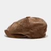 Berets Frauen Sboy Hüte Herbst Vintage Herringbone Octagon Cap Cord Casual Gatsby Flache Hut