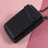 Wallets For Women Solid Color PU Leather Coin Purses Shoulder Straps Bag Mobile Phone Pocket Card Holders Handbag Girls Wallet