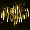 Sznurki LED meteor sznurka prysznicowa Wodoodporna girlandy dekoracje świąteczne do domu na zewnątrz dekoracje ogrodowe