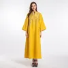 Ethnic Clothing Modest Muslim Embroidered Evening Party Dresses Dubai Middle East Islamic Women Stand Collar Autumn 2022 Arabic Robe