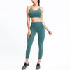 Aktiva uppsättningar 2 -stycken Set Women Sport Outfits Yogakläder Summer Sports Bras Leggings Pants Workout Gym Passar Kvinnor