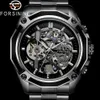 FORSINING Automatique Mécanique Hommes Montre-Bracelet Militaire Sport Mâle Horloge Top Marque De Luxe Noir Acier Squelette Nouvel Homme Montre 8130 Y239m