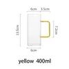 Mugs 400ml Square Glass Handle Mug Party Juice Beer Transparent Milk Coffee Cup Microwave Safe Office Couple Cups Drinkware