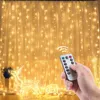 Dizeler 3MX3M 300 LEDS USB String Işıkları Uzaktan Kontrol Peri Işık Çelenk Perde Lamba Ev Partisi Noel Düğün Dekorasyonu