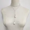 Pendant Necklaces Women Temperament Long Drop Pendientes Necklace Baroque Freshwater Pearl Green Beads Exquisite Handmade Choker Jewelry