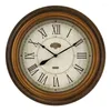 V￤ggklockor American Country Nostalgic Clock Round Simple European Retro Industrial Style vardagsrum Pastoral Mute Nordic