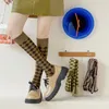 Women Socks Lingge Over-the-knee High Tube Jk Calf Plaid Korean Version College Style