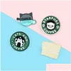 Pins Brooches Cats Coffee Enamel Pin Custom Pug Puppy Cat Cafe Badges Bag Shirt Lapel Buckle Cute Animal Jewelry Gift For Friends 7 Dhtwf