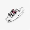 Pierścionki ślubne Piękno Red Rose Flower Ring Authentic Sterling Sier Women Girls Designer Biżuteria do Diamentu Pandora CZ z oryginalnym dhbzt