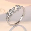 2022 Новые кластерные кольца 925 Серебряное кольцо ювелирные изделия Женщины Простые кубические циркониевые оливковая ветвь