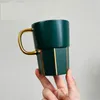 Kupalar koyu yeşil tanrıça bardağı isim plakası seramik kupa kahve içme hediye su kutusu logo ile
