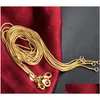 Chains 1Mm 18K Gold Plated Snake 1630 Inch Golden Smooth Lobster Clasp Necklace For Women Drop Delivery Jewelry Necklaces Pendants Dhhya