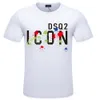 DSQ2 Coton Cotton European and American Cross-Border Summer Summer à manches courtes T-shirt imprimées de cou rond décontractées Top de mode masculin