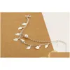 Tornozelets Sier Gold Double Double Tassel Leaf Bracelets Beach Foot Chain Fashion Jewelry for Women K3408 Drop Delt Dhbtu