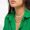 Pendant Necklaces Boho Fashion Punk Gold Color Chain Baroque Artificial Pearl Letter LOVE Necklace For Women Female Vintage Multilayer