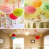 Flores decorativas 20 PCS 6 "15CM Pompones de papel de seda Hecho a mano Fiesta de bodas Decoraciones de cumpleaños Pom Poms