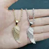 Pendentif Colliers Hip Hop Cubic Zirconia Pavé Bling Iced Out Angel Wing Pendentifs Collier Pour Femmes Hommes Rappeur Bijoux Or Argent