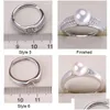 Smyckesinst￤llningar DIY Pearl Rings Zircon Solid 925 Sier Ring for Women Montering av tom present Drop Delivery DHQHF