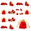 Torebki biżuterii torebki 50pcs Veet z koralikami torebki opakowanie świąteczny prezent ślubny Czerwony kolor 4 rozmiary Downis
